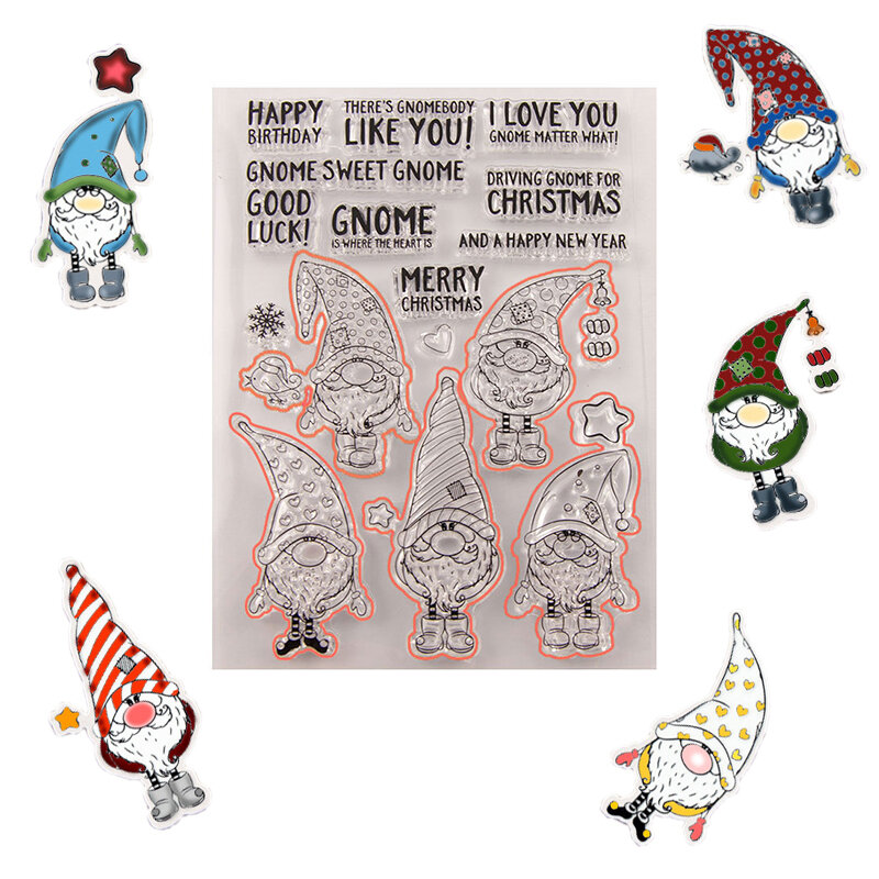 Natal claro selos feliz aniversário natal ano novo claro acrílico selo gnome para diy scrapbook carimbos decoração de casa