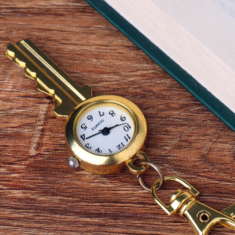 Reloj de bolsillo de cuarzo con llave dorada, cronógrafo con personalidad, a la moda, para pared