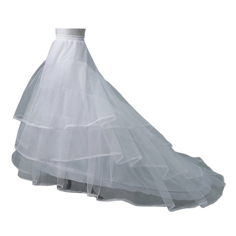 NUOXIFANG Wedding Dress Crinoline Bridal Petticoat Underskirt 2 Hoops with Chapel Train
