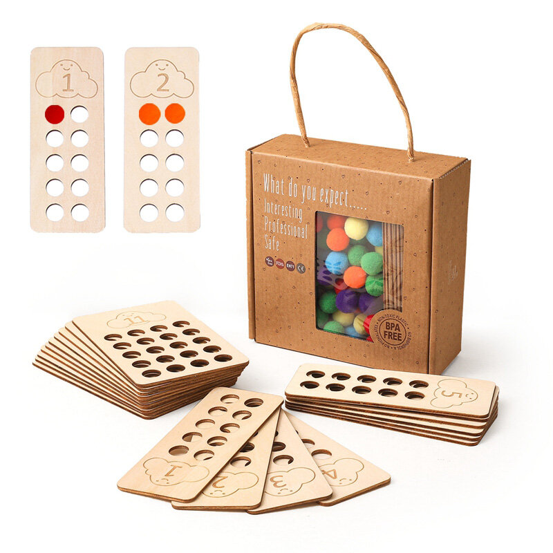10pc/20pcs 1set Montessori 1-20 Number Boards Montessori Counting Sorting Toy For Girls Boys Puzzle Educational Wooden Math Toys
