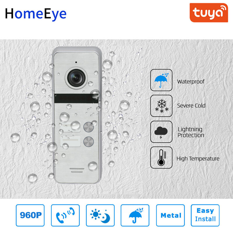 Tuya Smart App Remote Control IP Video Door Phone WiFi Video Intercom 2-Apartments Security Access Control System Waterproof OSD