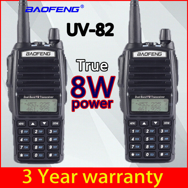 2 pièces BaoFeng UV-82 talkie-walkie 8 watts U/V Baofeng UV 82 casque talkie-walkie 10 KM Baofeng 8 W Radios uv 9r radio jambon 10 KM