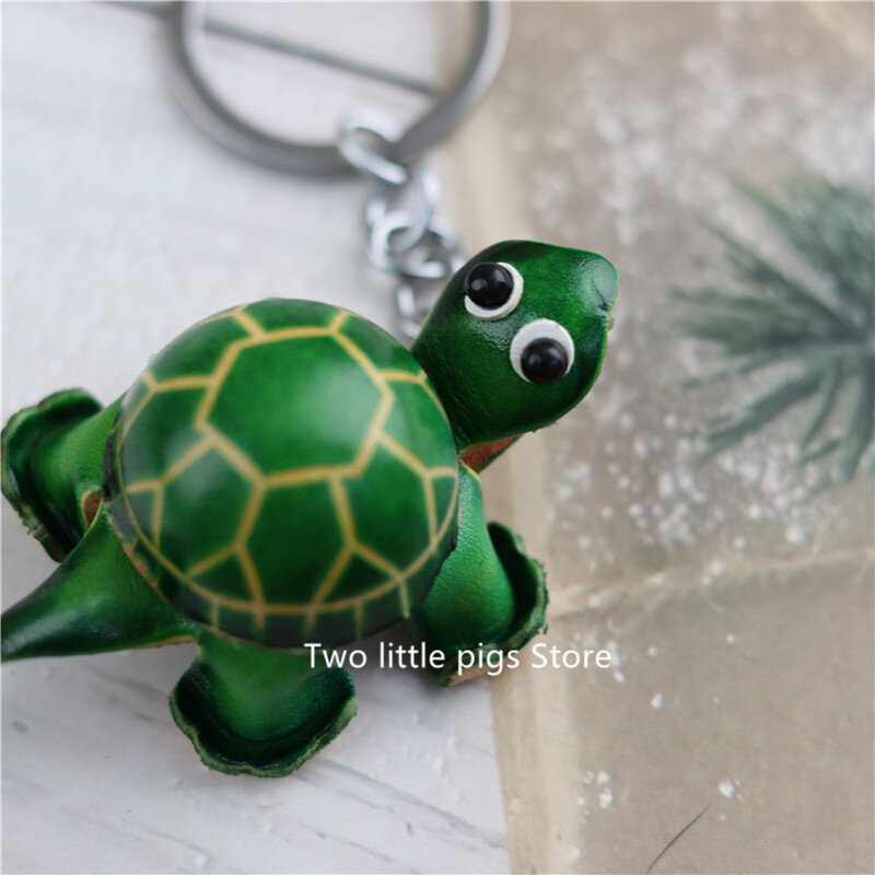 Cowhide Mini Simulation Small Turtle Animal Toy Creative Gift Keychain Couple Pendant Backpack Accessories