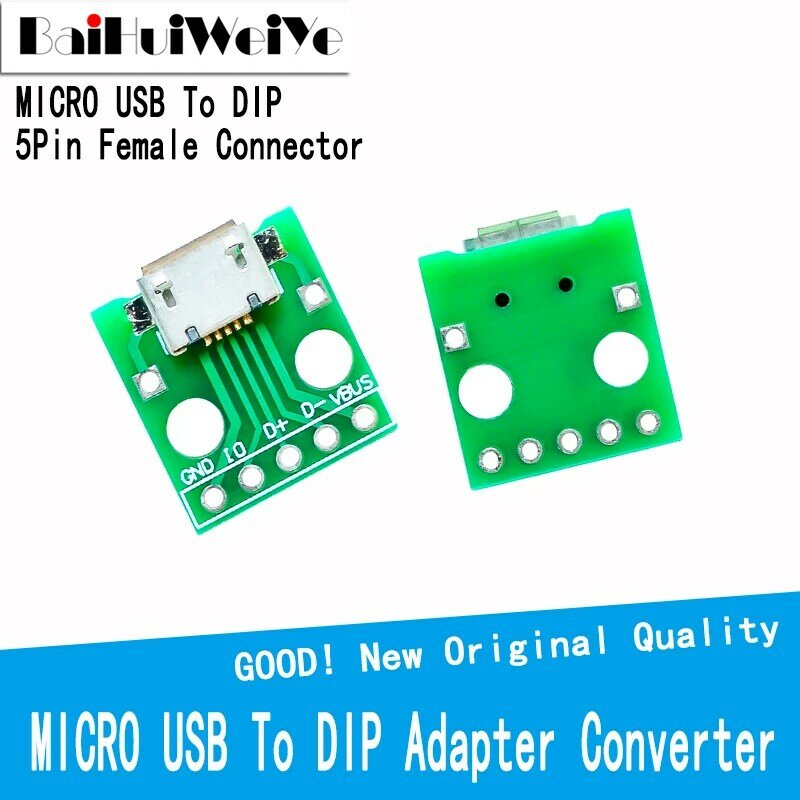 10 pces micro usb para dip adaptador 5pin conector fêmea b tipo pcb conversor placa de interruptor placa de pão smt assento da mãe venda quente