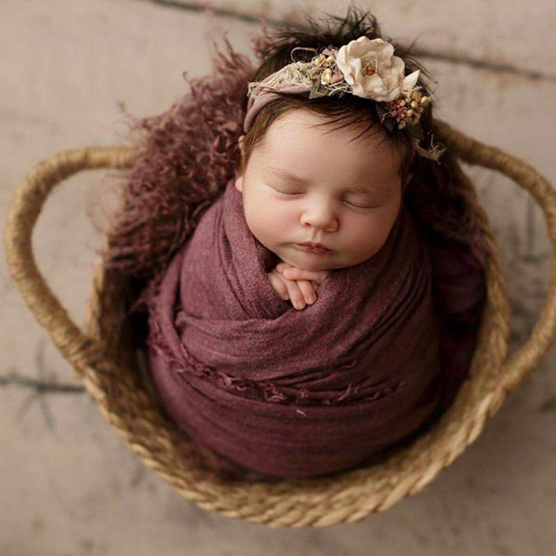 Newborn Photo Shooting Basket Children Baby Full Moon Photography Woven Baskets F3ME