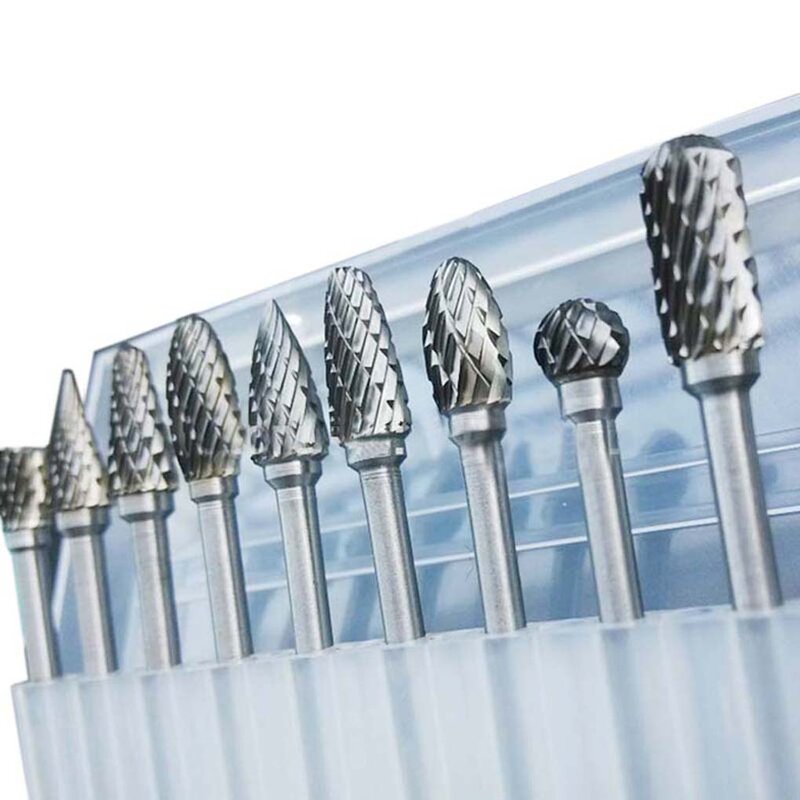 10pc 1/8" Shank Tungsten Carbide Milling Rotary Tool Burr Double Diamond Cut Rotary Tools Electric Grinding