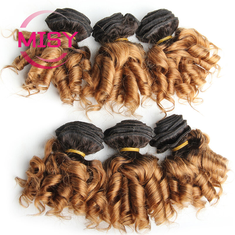 6 Pcs Curly Bundles Brazilian Hair Weave Bundles Ombre Color 1B/27/30/99J Hair Extension Remy Human Hair For Women 200g/pack