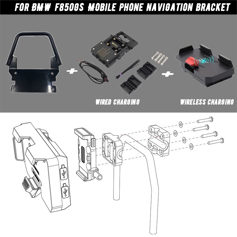 Geral New F750GS F850GS Para BMW f750 gs f850 gs Stand Holder Telefone Móvel GPS Placa Suporte Do Telefone Suporte USB