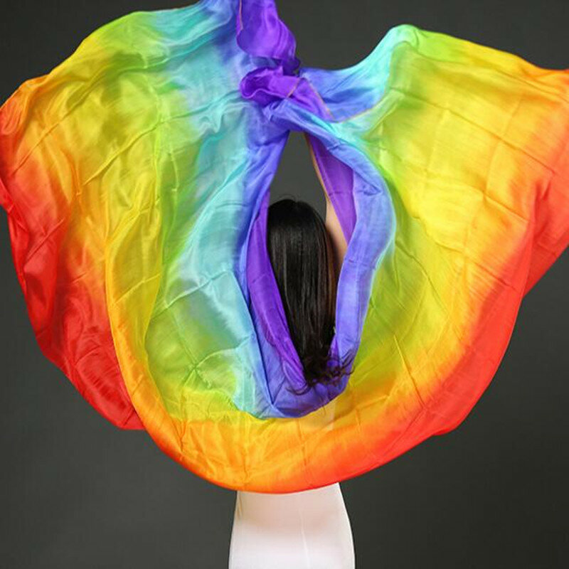 Velo de seda personalizado para danza del vientre, bufanda de 200cm, 250cm, 270cm, chal de color amarillo, naranja, rosa, púrpura, gradiente, envío gratis