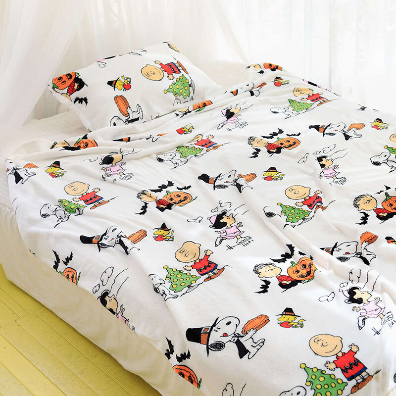 Snoopy manta suave y cálida manta de lana de coral lindas sábanas de invierno de dibujos animados cubrecama sofá manta lavado mecánico franela b