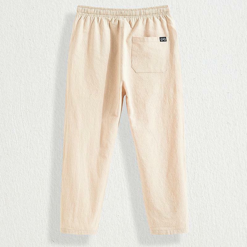 Pantalon en lin à neuf points pour hommes, sarouel en coton et lin, ample, grande taille, pantalon décontracté, pantalon d'été fin, pantalon à jambe droite, gros, tendance
