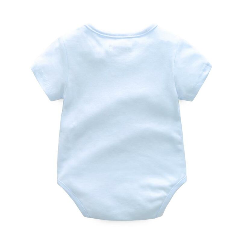 2-częściowe letnie ubrania dla nowonarodzonego chłopca koreańskie Casual kreskówkowe bawełniane topy z krótkim rękawem + dżinsowy zestaw ubrań dla niemowląt BC1725