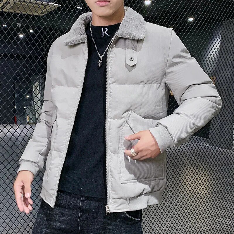 5xl inverno 90% pato branco para baixo jaqueta parkas casaco masculino gola casual veludo grosso casaco de lã streetwear