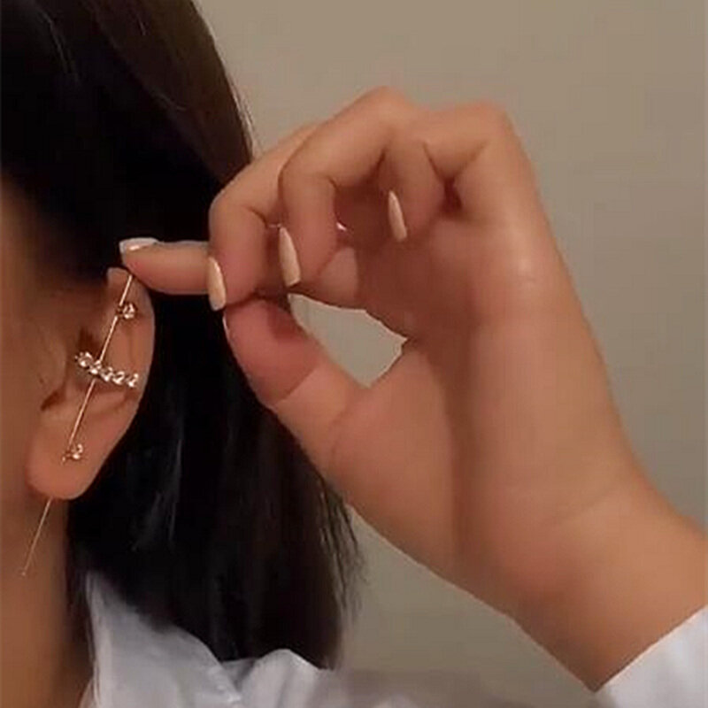 ถ้าME Charms Gorgeous Ear Wrap Crawler Hookต่างหูคริสตัลสตั๊ดต่างหูผู้หญิงCubic Zirconiaต่างหูเครื่องประดับใหม่