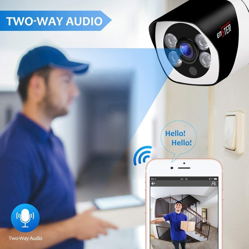 Caméra de sécurité extérieure sans fil, wi-fi, 2.4/5GHz, double bande, Audio bidirectionnel, Vision nocturne, détection de mouvement, 100 pieds