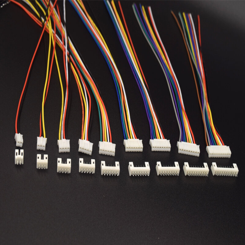 10 conjuntos mini micro jst 2.0 ph macho fêmea conector 2/3/4/5/6/7/8/9/10-pino plug com fios terminais cabos soquete 200mm 26awg