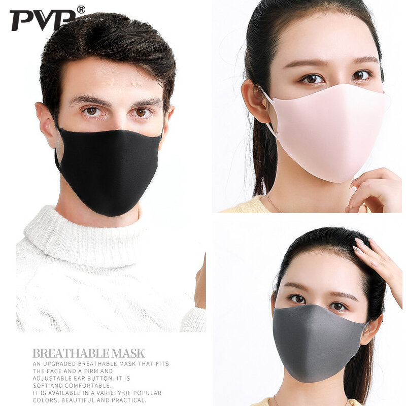 PVP 3Pcs Black Bilayer Sponge Mouth Mask Anti Haze Dust Washable Reusable Double Layer Dustproof Mouth-muffle Winter Warm Mask