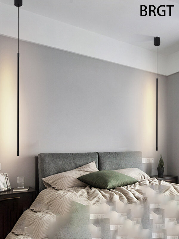 Lámpara Led colgante para comedor, luces de mesita de noche, iluminación creativa moderna para dormitorio, color negro y dorado