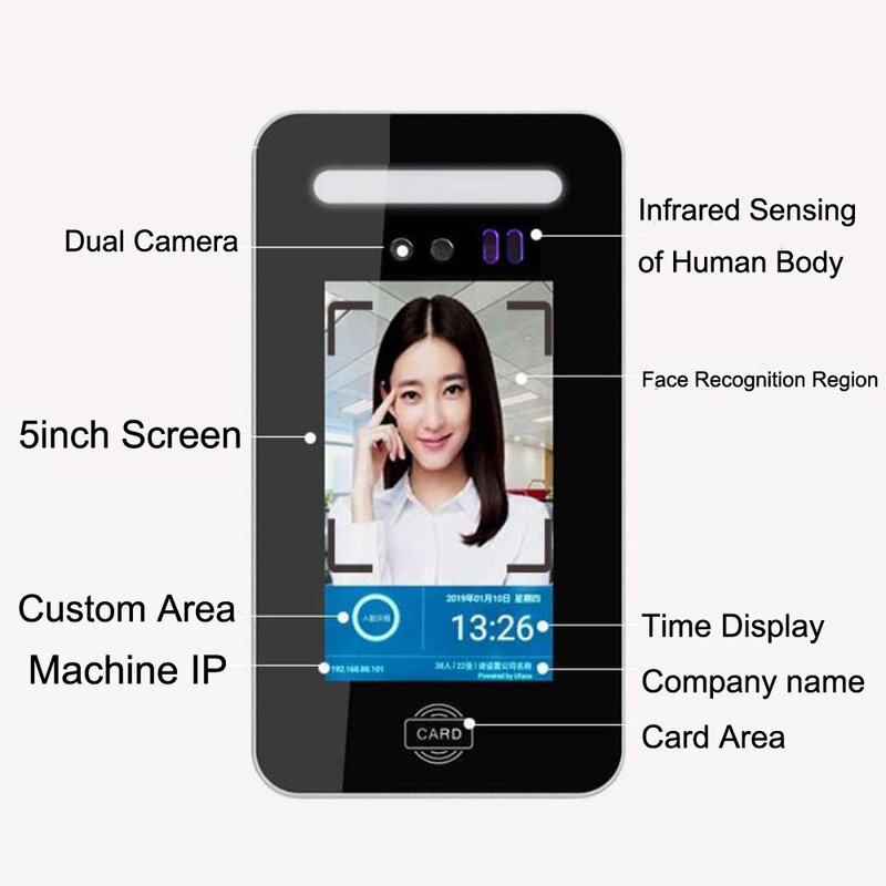 Face Facial Recognition Time Attendance System Access Control System Employee Time Clock face dynamic attendance 13.56Mhz IC