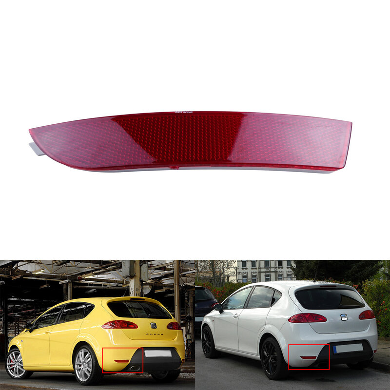 ANGRONG 1x sinistra N/S riflettore paraurti posteriore copriobiettivo rosso per Seat Leon FR / Cupra 2005-2012