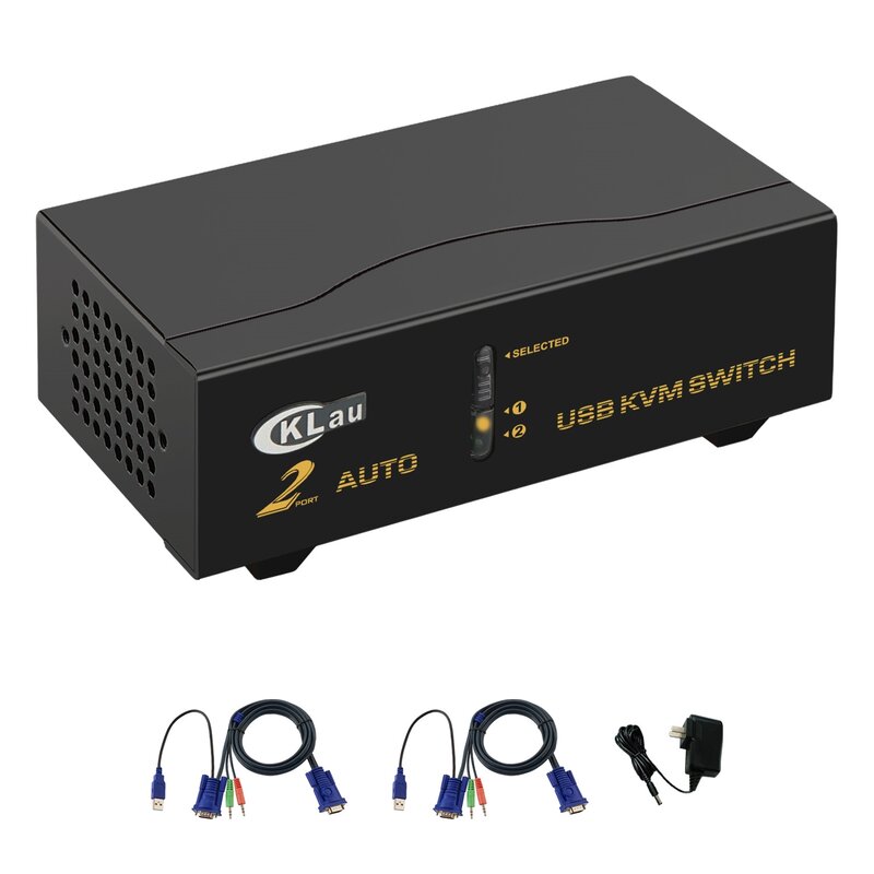 Ckl 2Port Usb Vga Kvm Switch Ondersteuning Audio Auto Scan Met Kabels Pc Monitor Toetsenbord Muis Dvr Nvr Webcam switcher CKL-82UA