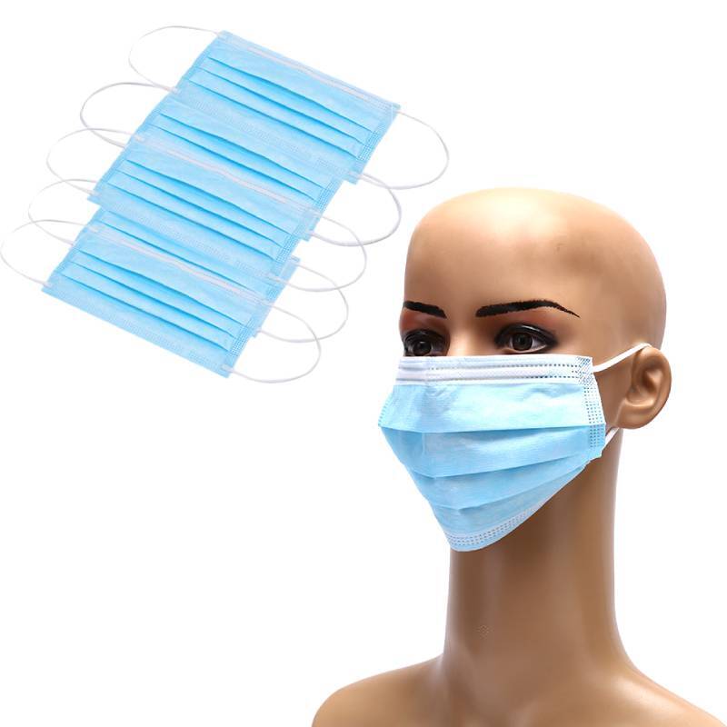 Máscara facial de proteção de 3 camadas, não tecida, engrossada, descartável pm001