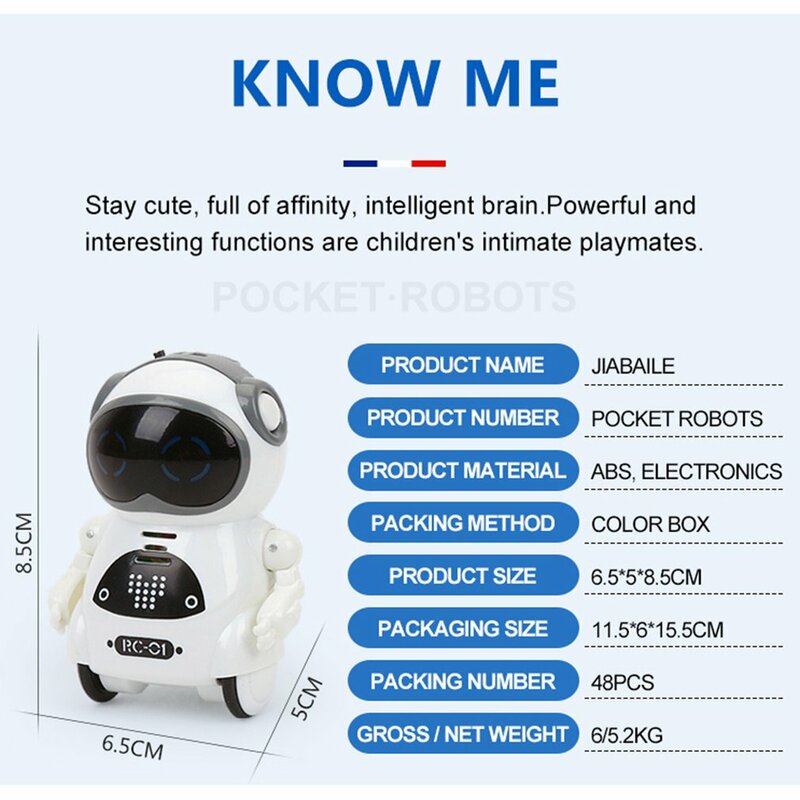 Mini Robot de bolsillo inteligente para niños, juguete interactivo con luz, reconocimiento de voz y conversación, para caminar y bailar