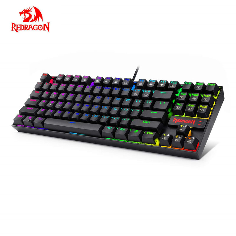 Redragon kumara-teclado mecánico para juegos con cable, retroiluminación RGB K552, interruptores azules de 87 teclas, K552RGB para jugadores de PC