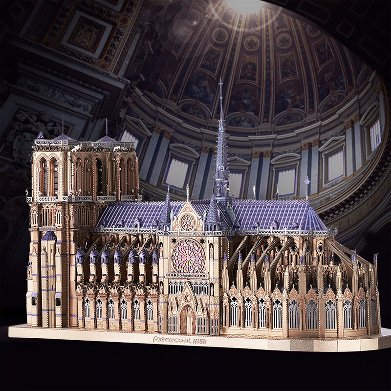 !Ecool puzzle in metallo 3D puzzle, cattedrale di Notre Dame parigi kit di costruzione di modelli fai-da-te giocattoli per adulti regali di compleanno