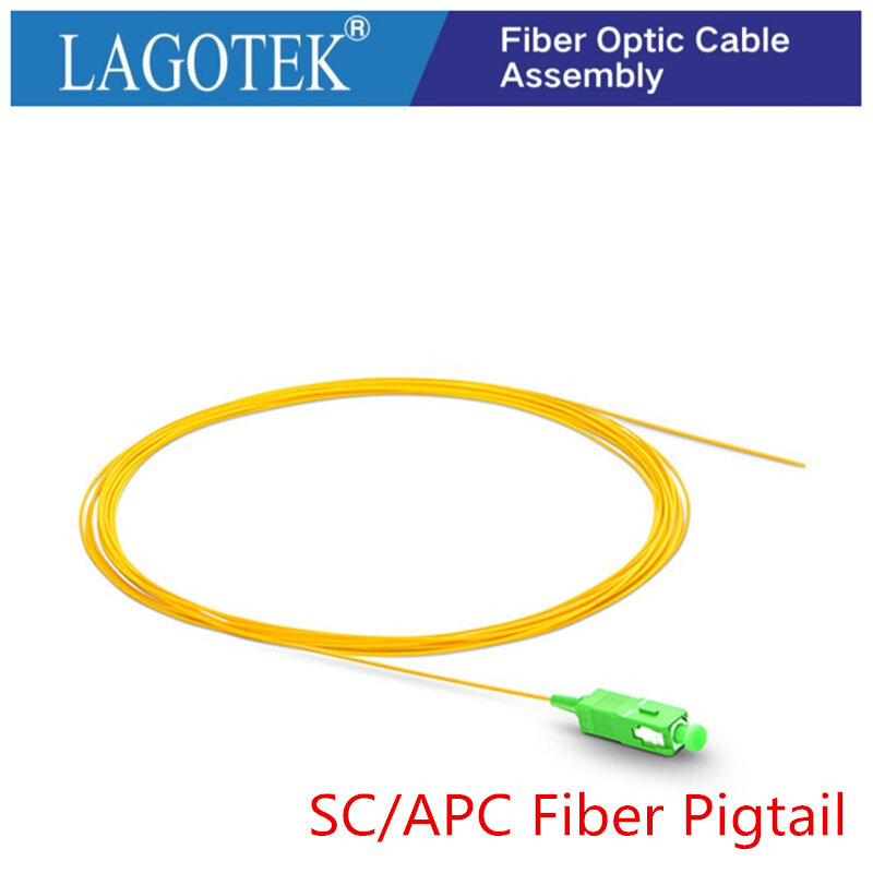 Pigtail fibre optique monomode, SC APC, Simsake 9/125, 0.9mm LSZH, jaune, lot de 50 pièces