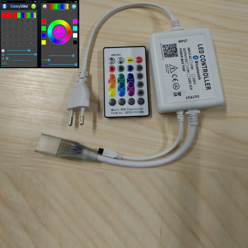 AC 110V 220V Bluetooth Music RGB Controller with 24Key IR Remote Controller DIY IOS/Android App Control EU/US/AU/UK Plug