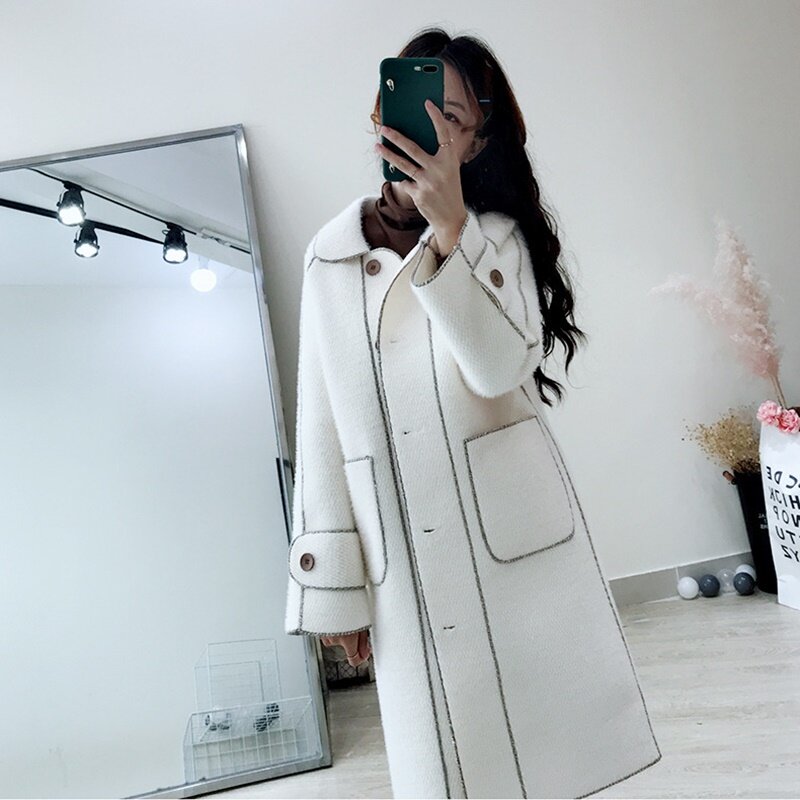 Винтажное шерстяное пальто для женщин, новинка 2019, зимняя Корейская Свободная Повседневная утепленная хлопковая куртка с длинным рукавом в стиле Харадзюку DD2417
