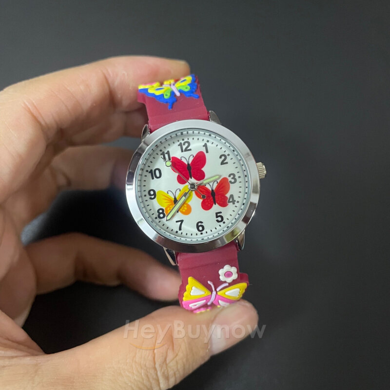 2022 recém chegados 3d silicone cinta borboleta dos desenhos animados dial relógio de quartzo para crianças esportes casuais relógio de pulso relogio feminino