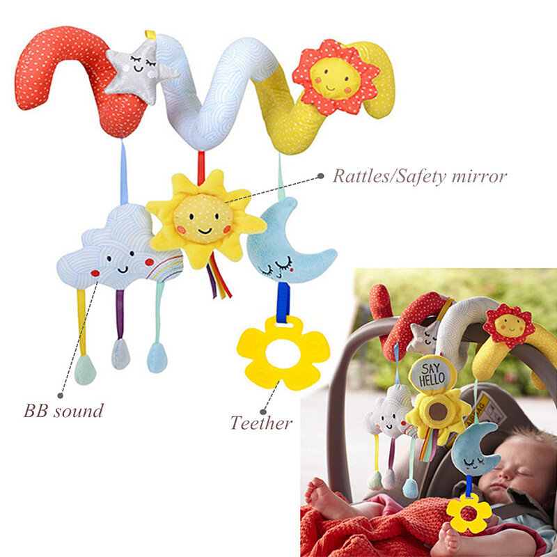 신생아용 유아용 자동차 좌석 걸이식 유아용 나선형 유모차 장난감, 0-12 개월 유아용 침대, 이동식 침대 벨 딸랑이, 교육용 장난감