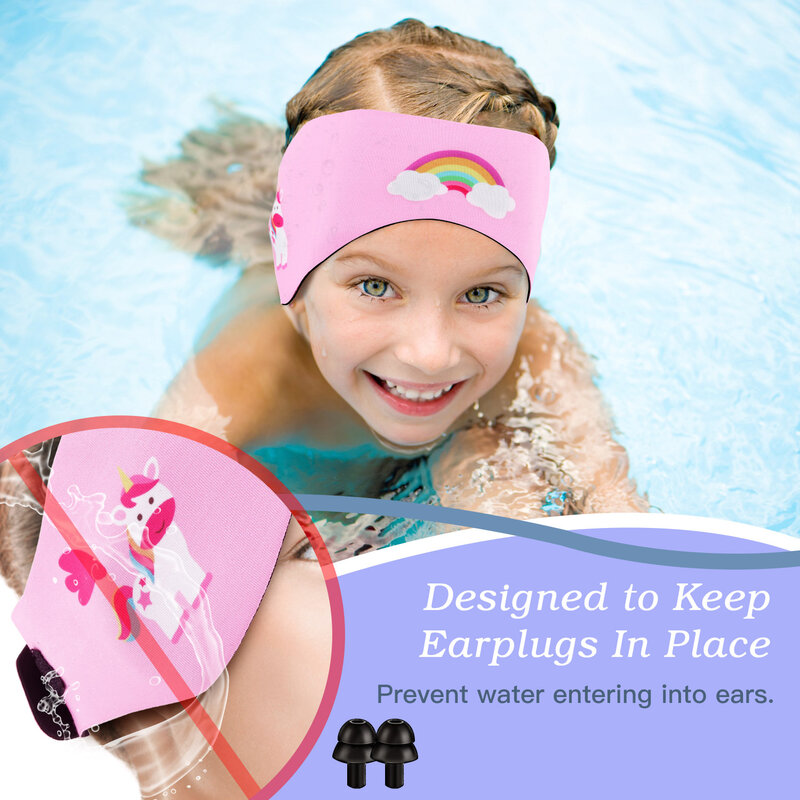 Diadema de natación impermeable para niños, banda de protección para los oídos ajustable para mantener el agua fuera, banda para la oreja para nadar y bucear