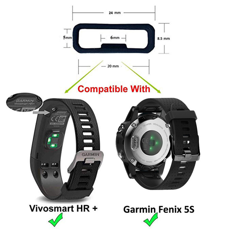 Bracelet de montre en caoutchouc, 20mm, support de sécurité, bagues de retenue pour Garmin Vivoactive 3 Vivomove HR Forerunner 245 645
