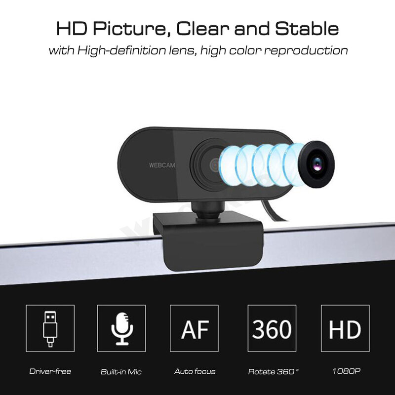 Cámara web de alta calidad de vídeo HD 1080p, cámara con micrófono, sistema Ubuntu de rotación de 360 grados para Proyecto de Programa de coche Robot