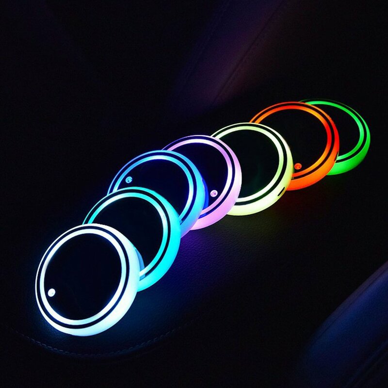 Posavasos LED duradero para coche, alfombrilla luminosa RGB de 7 colores con Sensor de luz, Sensor de vibración, almohadilla práctica para taza de ahorro de energía, 1 unidad