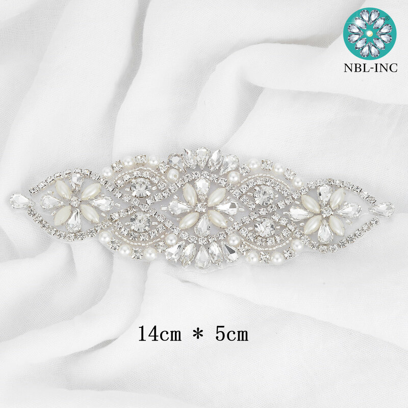 (1 pc) prata ouro cristal pérola strass cinto nupcial casamento applique ferro em costurar para o vestido de casamento wdd0017