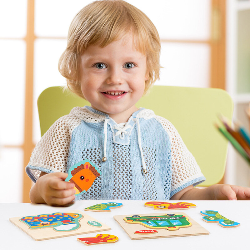 赤ちゃんのための木製の3dジグソーパズル,小さなサイズ,漫画の動物のパズルボード,子供のための早期学習教育玩具,子供のためのギフト