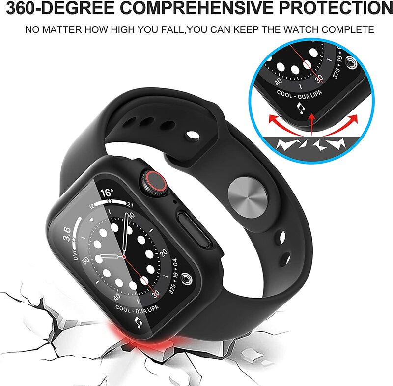 Couvercle + verre du boîtier de la montre Apple watch, protection d'écran, antichoc, trempé, iwatch série 8 7 6 se 5 3, 45mm 41mm 44mm 40mm 38mm 42mm