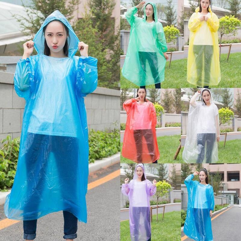 1PCS Unisex Disposable Raincoat Adult Emergency Waterproof Hood Poncho Travel Camping Must Rain Coat Clear Rainwear Suit