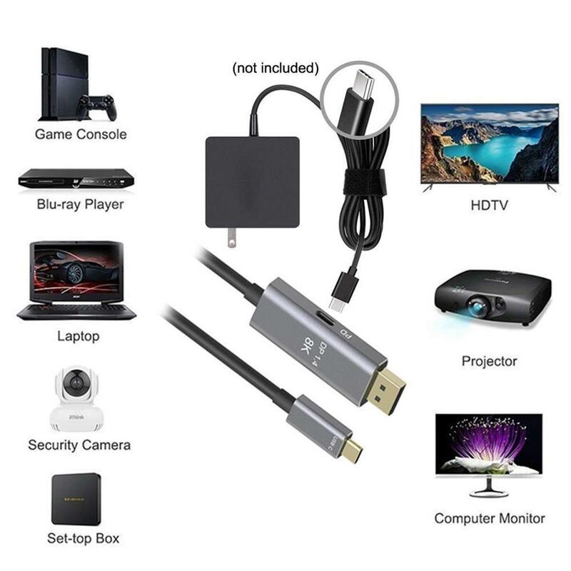 Adaptador de cable Displayport 1,4 tipo c a DP 1,4 8K super HD usb C a 60Hz 4K @ 144Hz con PD de carga rápida HD para MacBook Pro