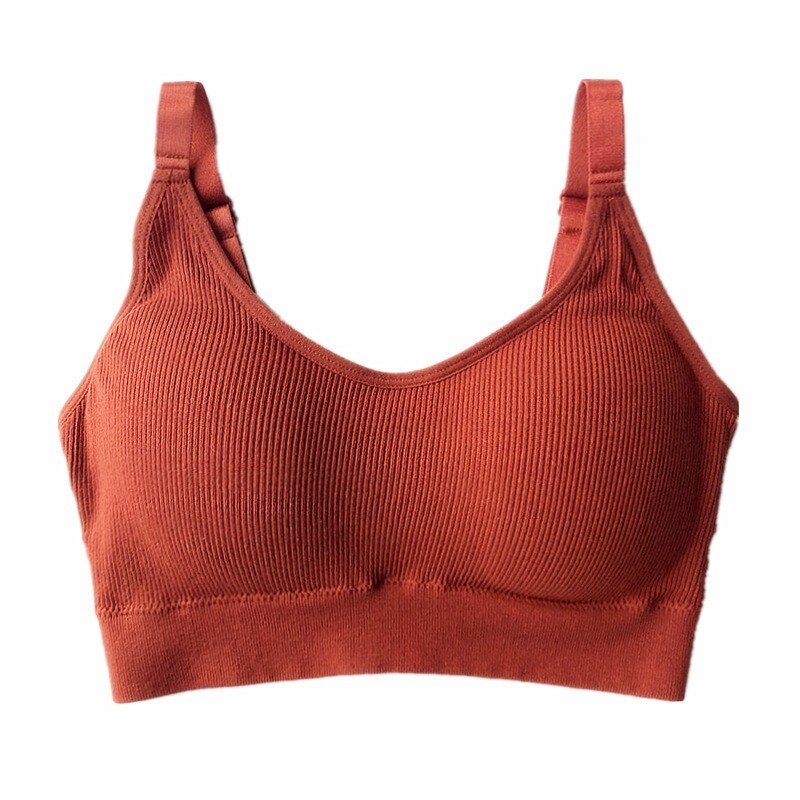 Senza soluzione di continuità Della Maglia Del Reggiseno Magliette E Camicette Sottile del Nuovo Crop Top Senza Anello In Acciaio Signore Top Maglia Sottile