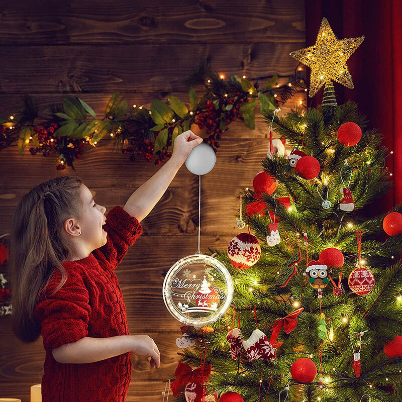 Natal 3d ventosa lustre pendurado dia de natal decoração luz adequado para interior janela canal decoração do quarto