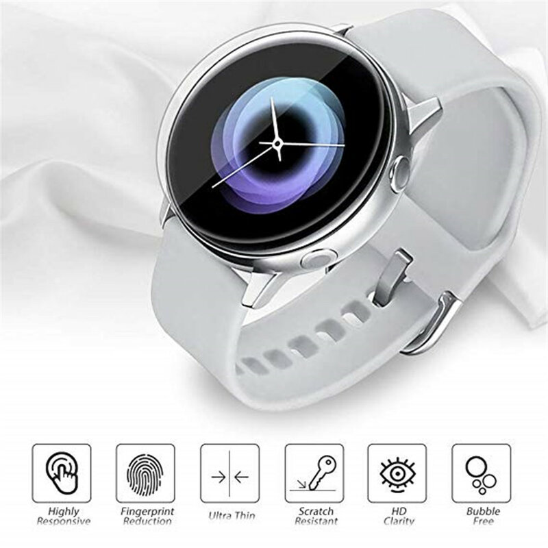 2pcs 3D Full Curved Protective Film for Samsung Galaxy Watch Active 2 Tempered PET Soft Screen Protector for Active2 40mm 44mm