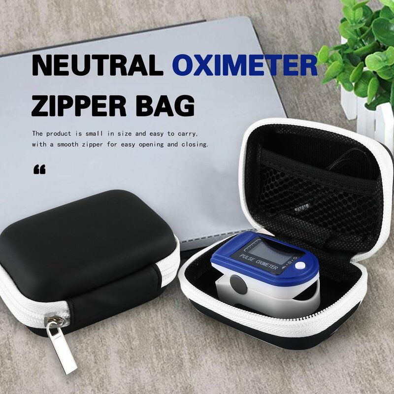 Eva Neutrale Oximeter Opbergtas Bescherming Doos Kit Bag Oximeter Cover Kit Zak Harde Rits Houder Geschikt Voor Vinger Oximeter