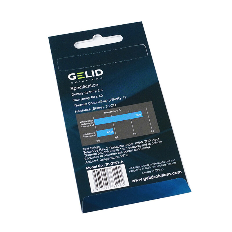 GELID 방열 실리콘 패드 열 매트, 노스 사우스 브리지 12W/mk 80x40mm 0.5mm/1.0mm/1.5mm/2.0mm/3.0