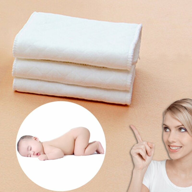 10PCS Baumwolle Weiche Atmungsaktive Windeln Reusable Baby Windeln Tuch Windel 3 Schicht Baumwolle Waschbar Baby Pflege Umweltfreundliche Windel