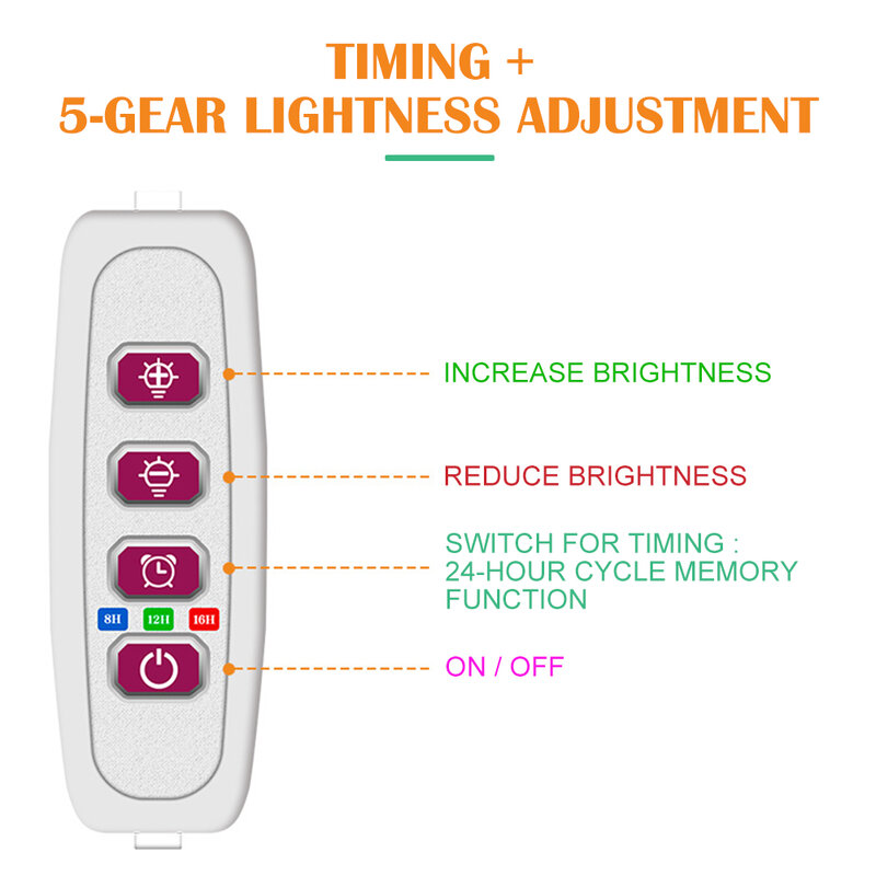 5 Modes Indoor Led Grow Light USB Timer Phyto Lamp Plants Dimmable LED Lamp Phytolamps Full Spectrum Hydroponics Growing Lamps